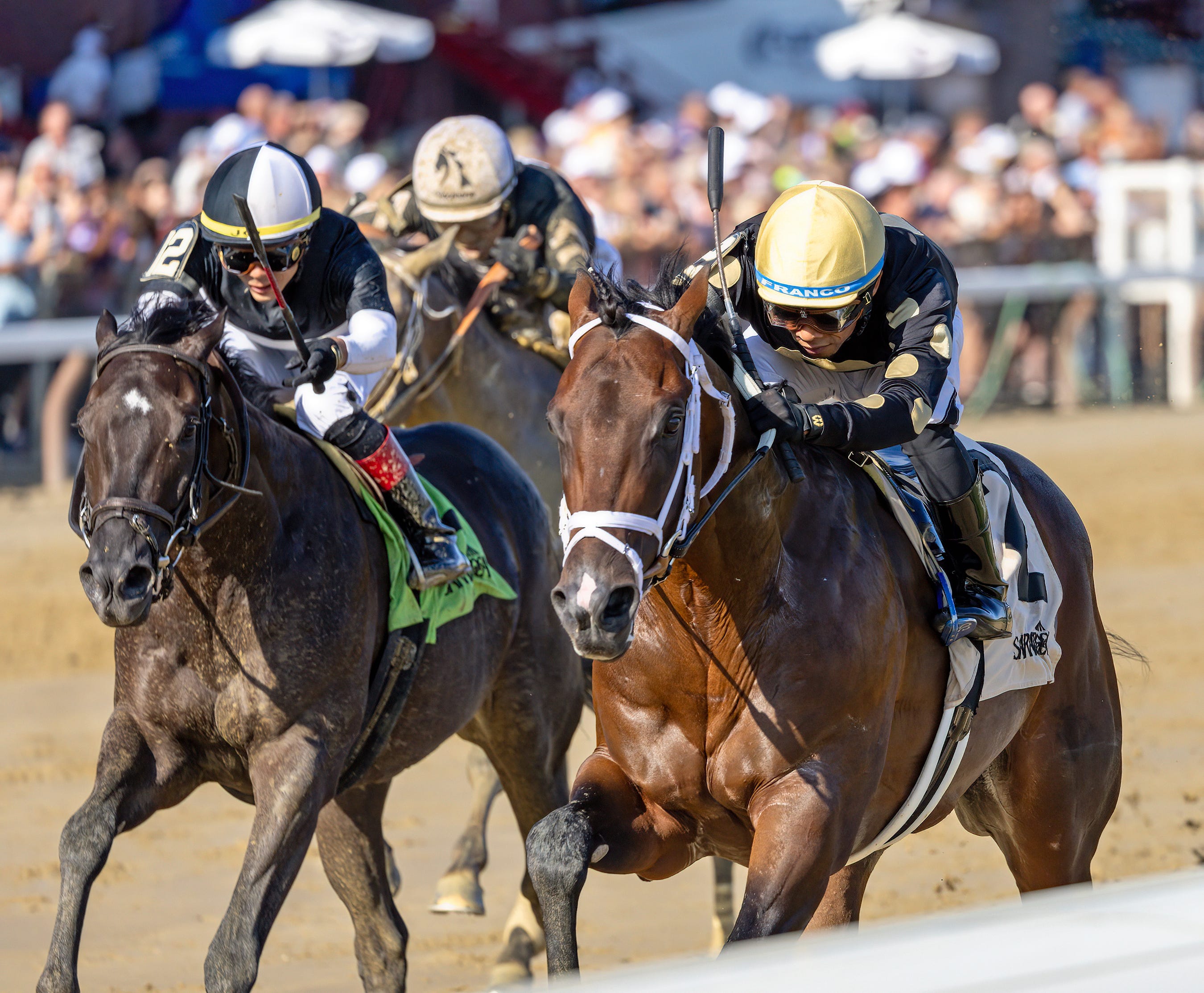 Ship Cadet motors through the mud in offtheturf Skidmore Stakes